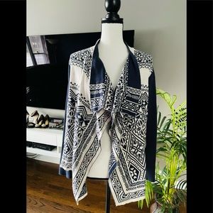 Lucky Brand Geometric Navy and Cream Cardigan